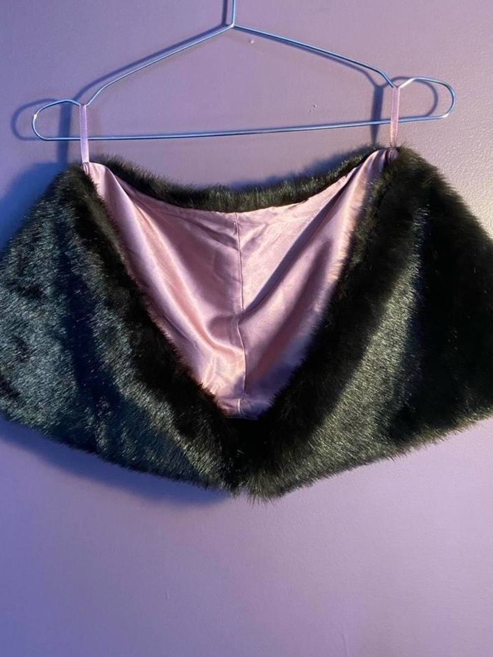 Frederick's of Hollywood Mink Fur Shrug with Pink Satin Lining